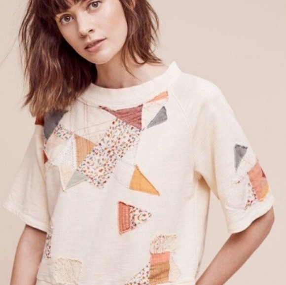 Anthropologie Sweaters - Anthro Postmark Patchwork Sweatshirt